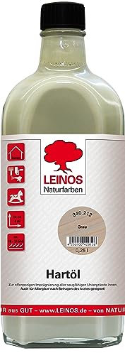 LEINOS Holzöl 250 ml | Hartöl Grau für Tische Möbel Arbeitsplatten | Teak Eiche Möbelöl für effektive Versiegelung und langanhaltenden Schutz im Innenbereich