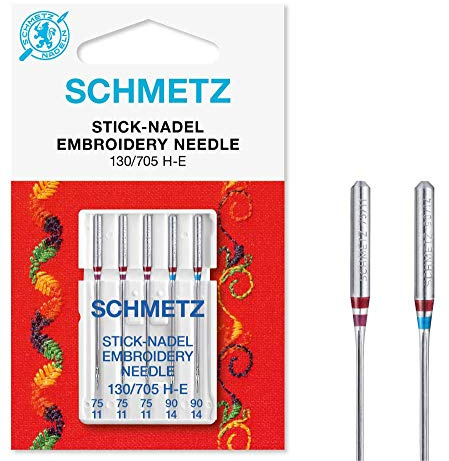 SCHMETZ Stickmaschinennadeln, Größe 75–90, 5 Stück