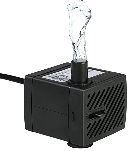 Hylotele Mini Pompa Acqua Sommergibile, AC220-240V Pompa per Acquario Fontane Acqua di Stagno Giardini e Sistemi Idroponici con 1 Ugelli 4.9ft(1.5m) Cavo di Alimentazione