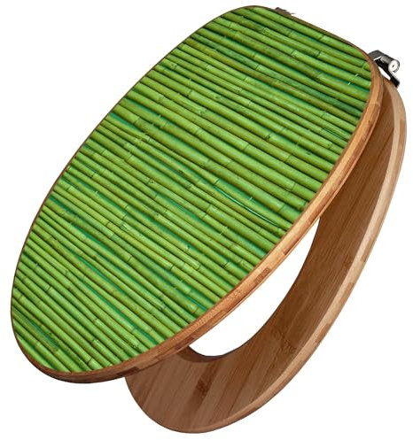 banjado Design WC Sitz Bambus 45x37,5cm / Toilettendeckel Holz/hochwertiger Toilettensitz/Bambus-Toilettendeckel für alle gängigen Toiletten - Bambus Grün