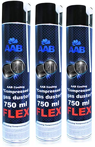 3 x AABCOOLING Compressed Gas Duster FLEX 750 ml - Tryckluft med Flexibelt Rör för Rengöring av Dator, Tangentbord, Bärbara Datorer, PC-rengöringssats, Aerosoldammare, Konserverad Luft