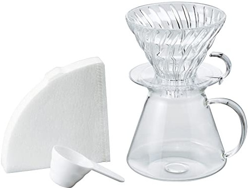 Hario V60 Brühset aus Glas, 600 ml, transparent, S-VGBK-02-T, Farblos