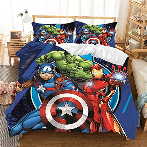 FWDDDEQ® 3D Bedding Set Duvet Cover Set King 220X230 Cm Creative Movie Heroes With Microfiber Pillowcases & Zipper Closure Quilt Case Printed Effect For Boy Girl Single Double King Size Bed