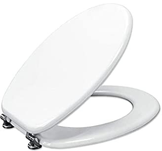 Copriwater Universale Tavoletta Copri WC in Legno MDF Bianco Coperchio Sedile Water Per Bagno