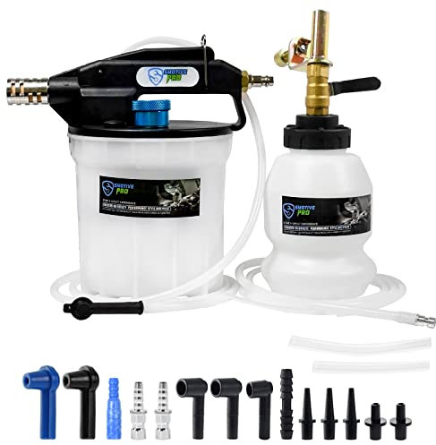 Bremsenentlüftungsgerät Druckluft, 2L BremmsflüßIgkeit Entlüftungsgerät mit 1L Nachfüllflasche, Bremsenentlüfter für Die Meisten Standard- und Abs-Bremssysteme von Kfz, Lastwagen und Motorrad