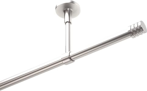DécoProfi Gardinenstangen Edelstahloptik 1-läufig Ø 16 mm L: 140 cm I Endkappe mit Rille Gardinen/Vorhangstange im Set I Inklusive Träger, Befestigung und Endstücke I Decken- oder Wandbefestigung