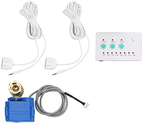 Capteur de Fuite D'eau 1 Vanne 2 Voies Détecteur de Fuite D'eau Alarme Sonore Système de Détection de Débordement à la Maison(EU PLUG)