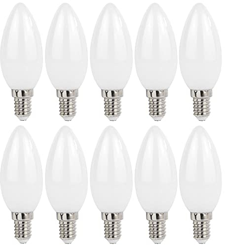 NCC-Licht 10x LED Lampe C35 Kerze E14 1W 110lm Neutralweiß 4000K | LED Leuchtmittel aus mattiertem Glas, gemütliches Licht ideal für Kronleuchter
