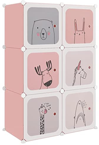 vidaXL Scaffale Portaoggetti per Bambini con 6 Cubi Rosa in PP
