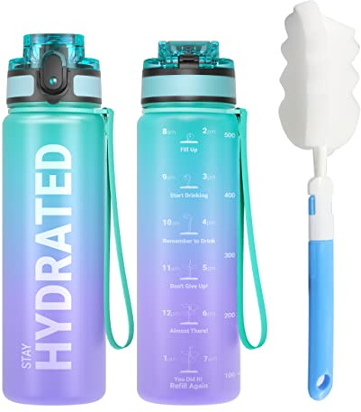 Sahara Sailor Trinkflasche, Sport Trinkflasche, [BPA-frei Tritan] 1L/500ML/750ML Auslaufsicher Sport Wasserflasche, Sportflasche für Fahrrad, Camping, Yoga, Gym (1 Flasche)