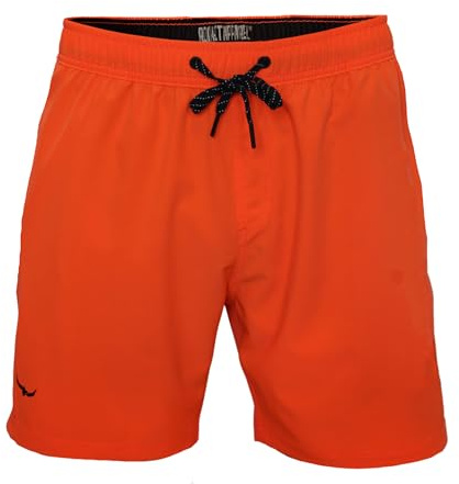 ROCK-IT Apparel badbyxor för män med innerbyxor i mesh och fickor - snabbtorkande tyg [storlekar S-5XL] att knyta - för simning badstrand eller pool Orange XXL