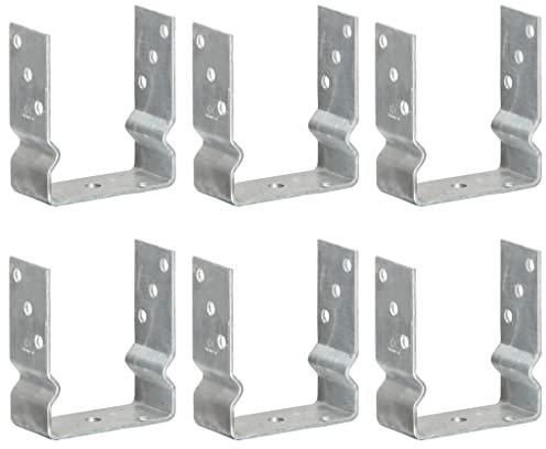 vidaXL 6x Pfostenträger U-Form Pfostenlasche U-Pfostenträger zum aufdübeln mit Sicke Feuerverzinkt Silbern 12x6x15cm Verzinkter Stahl