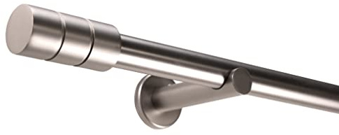 Deco-Raum Gardinenstange auf Maß 25mm Wandträger Style Rohr Endstück Zylinder edelstahl-optik nach Maß gefertigt, ohne Ringe 200 cm