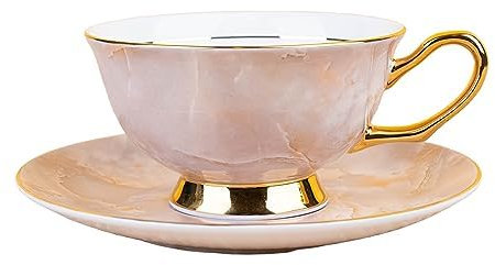 Pfedxoon Bone China Tea Cup with Saucer Spoon 3 Piece Set（240ml） Cappuccino Cups, Coffee Cups, Tea Cup Set, British Coffee Cups, Porcelain Tea Set, Latte Cups, Mother's Day Gift(Llight Red)