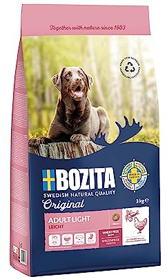 Bozita Hundefutter Original Adult Light Huhn – 3 kg weizenfreies Trockenfutter für übergewichtige Hunde oder Hunde mit geringerem Aktivitätsniveau – Rezeptur für EIN gesundes Gewicht und Wohlbefinden