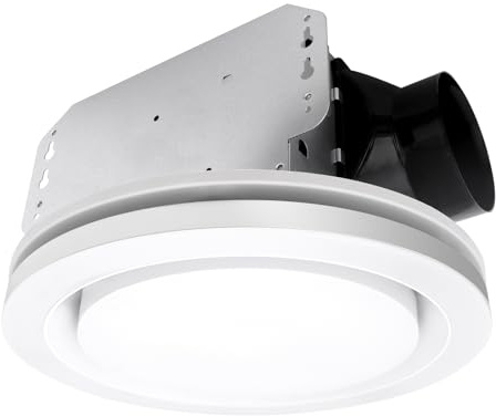 Akicon Bathroom Exhaust Fan with Light, 90 CFM, 1.5 Sones, 15W Dimmable 3CCT LED Light with 5W Night Light Ventilation fan for Bathroom, Kitchen and Home, Round, White | 15W Dimmable 3CCT LED Light with 5W Night Light Ventilation fan for Bathroom, Kitchen and Home, Round, White