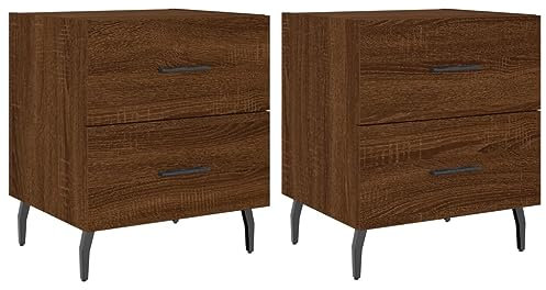vidaXL Mesita Noche 2 uds Madera ingeniería marrón Roble 40x35x47,5 cm