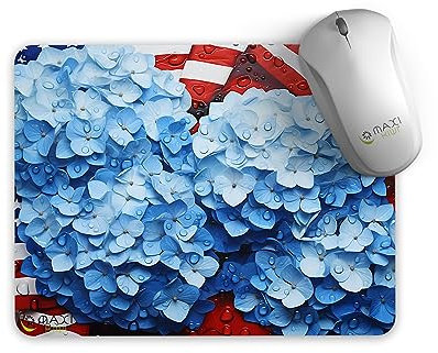 MAXIKIWI - Mouse Pad, Anti-Slip Rubber Base, Ultra Smooth, Durable Material, Modern Design, Vivid Colors, Waterproof - 3D Blue hydrangeas flower - 22x18CM