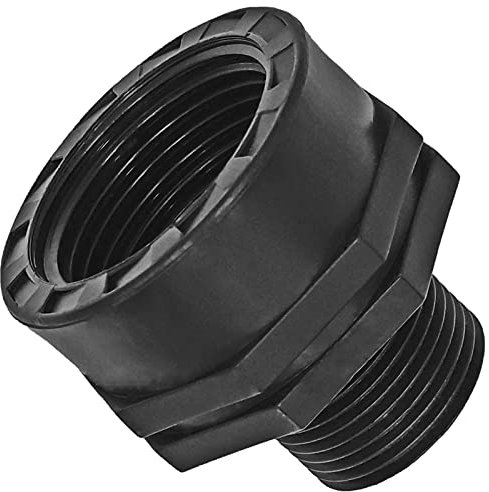 Muffen Nippel aus Kunststoff PP Innengewinde IG 1 1/2 x 1 1/4 Zoll Außengewinde AG reduziert Gewinde Fitting Trinkwasser geeignet Reduzierung Verbinder Verschraubung Adapter Stück