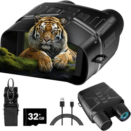 AKADE Night Vision Goggles, 4K Infrared Night Vision Binoculars for Adults with 32GB TF Card & 5x Zoom & Anti-Shake Motion Detection for Surveillance Tactical Gear, Military Scope for Hunting, Camping