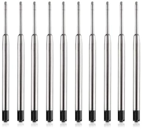DOETYD 10 PCS Metall-Patronen-Set enthalten schwarze Tinte Pen Refills Kugelschreiber-Mine für Ersatz von Kugelschreiber-Minen geeignet für Parker Kugelschreiber