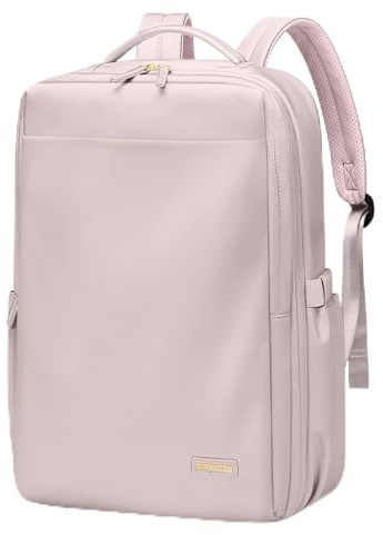 GOLF QUALITY Reiserucksack Damen, Handgepäck Rucksack, Travel Backpack für 17,3 Zoll Laptop, Anti Diebstahl Rucksack Flugzeug Handgepäck, Rucksackh Herren für Arbeit Schule Reise Grau Rosa