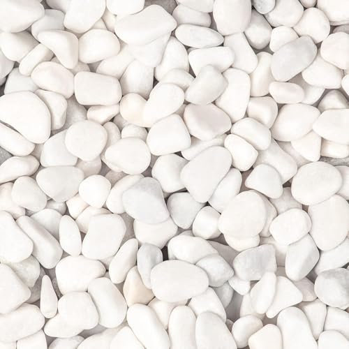 Pierres Décoratives Blanches, 1-2 cm Granulés Naturels Galets de Rivière Petit Gravier de Jardin pour Aquarium Pot de Fleurs Aménagement Paysager, Décoration de Remplissage de Vase (1 kg/2,2 lb)