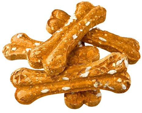 Hunde Snack in Kauknochen Form mit Gemüse: Kausnack mit Süßkartoffel, Reis und proteinreiche Rinderhaut - Hunde Leckerli naturbelassen ohne Zusätze, Getreidefrei - Natürliche Belohnung - 5X 35g