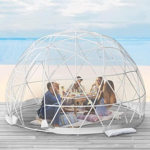 AUTUMFLATGAO 3.6M Garten-Kuppel-Iglu, Durchsichtiges Outdoor-Blasenzelt, Wetterfestes Gewächshaus-Kuppel-Iglu-Zelt, 2-7 Personen Für Camping-Hinterhofpartys
