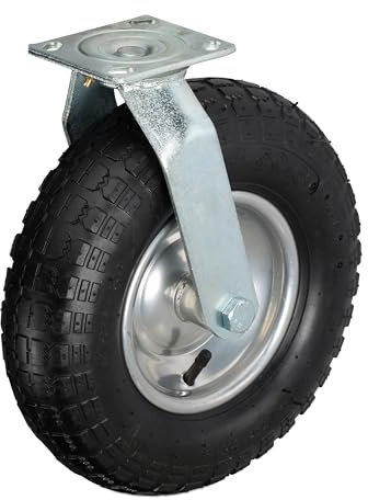 Relaxdays Lenkrolle, luftbereift, 3.50-6, Schwerlast-Transportrolle, Stahlplatte zum Anschrauben, bis 120 kg, Farbwahl