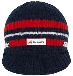 Eisbär Pauli Ski Austria Strickmütze mit Schirm Strickcap Beanie Wintermütze Skimütze Herren - Made in Schirm, Herbst-Winter Herbst Winter