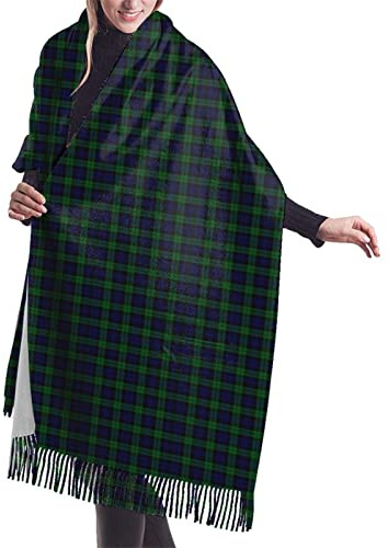 FJQWKLF The Black Watch Tartan Plaid Damen-Schal, langer Schal, Graham-Clan-Tartan, Kaschmir-Haptik, Schal, Wickeltuch, warmer Winterschal, 196,5 x 68,6 cm