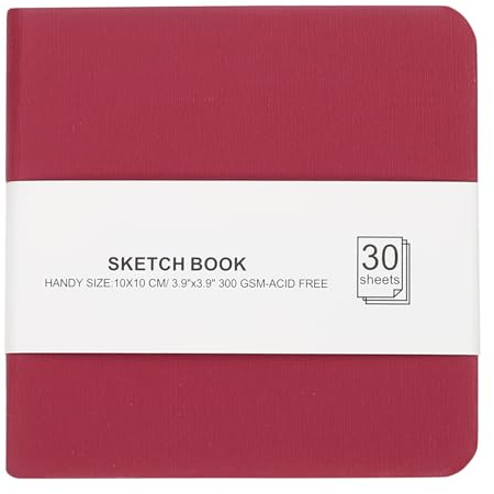 PATIKIL 4x4 Watercolor Paper Sketchbook, 30 Sheet 300GSM/203lb Acid Free Watercolor Journal Hardcover Artists Paper Pads for Painting, Dark Pink