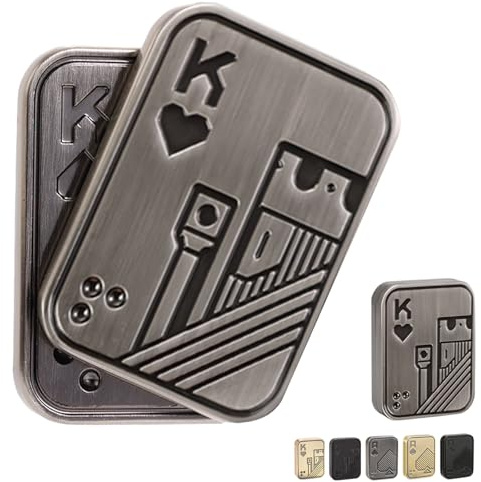 GoQQby Fidget Toys Adults,Metal Poker Fidget Slider,Push Card (Silver K) | Magnetic Fidget Toys Adults,Poker Slider,Pocket EDC,Focus ADHD,Anxiety & Stress Relief,Desk Toy,Gift for Men