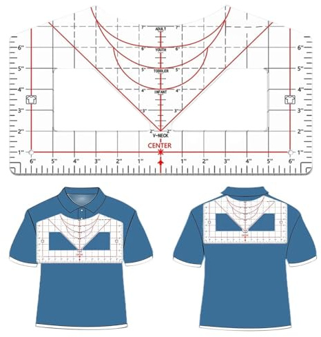 T-Shirt-Lineal - Shirt Lineal mit Heizband, Acryllineal zum Zentrieren das Design, Transparente T-Shirt-Messlineal, T-Shirt-Ausrichtungslineal, T Shirt Messwerkzeug für Transferpresse Sublimation