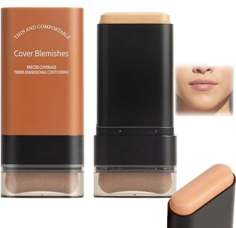 2025 Korean Hydrating Lightweight Foundation Stick with Built-In Brush, Flawless Eraser Foundation Stick, Full Coverage Waterproof Makeup for Natural Skin Tone (04#)