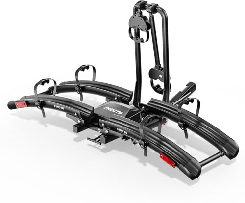 Favoto Bike Rack for Car with Ramp, 2-Bike Hitch Mount for E-Bikes, Foldable & Tilt-Back Design, 200 lbs Capacity, Fits 2 Receiver SUV/Truck
