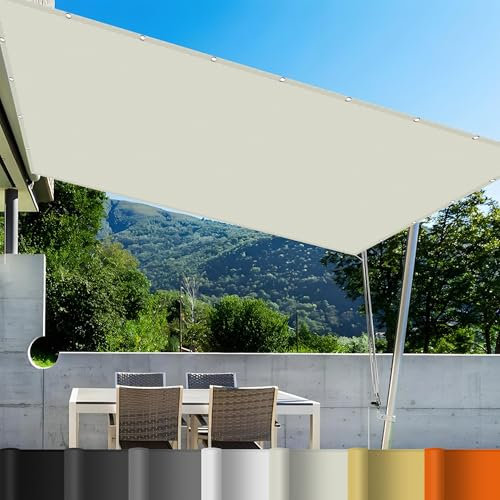 Vela Ombreggiante Rettangolare 4 x 6 m Impermeabile Antivento Rete Ombreggiante Tenda in Poliestere per Esterno, Giardino e Terrazza, Piscina, bianco