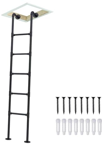 Schwarze Schmiedeeiserne Hochbettleiter, anpassbar, 99,1 cm, für Innen- und Außenbereich, Metall, 1,2 m, 2,4 m, für Keller, Fenster, Brunnen