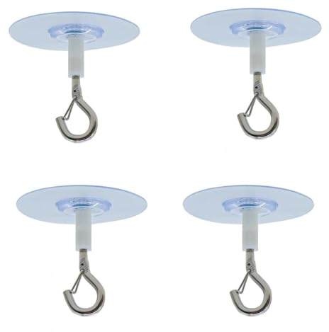 DWUENT Ceiling Hooks for Hanging Plants – Heavy-Duty Adhesive Hooks, No Drill Sticky Hangers for Bird Feeders, Lanterns, Wind Chimes, Planters – 4 Pack