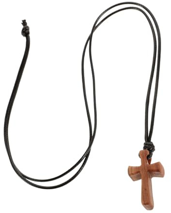 CLISPEED Holz-kreuz-halskette Männer Kreuz Halskette Kleine Holzkreuze Halskette Mit Katholischem Kreuz Für Männer Jesus Kreuz Halskette Holzkette Spiegel Halskette Golden Hölzern