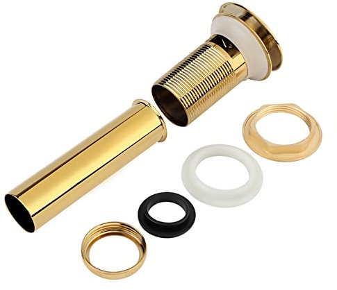 Fdit Abflussstopfen aus Massivem Messing mit Überlaufloch, Verstopfungssicherer Waschbeckenstöpsel, Einfach zu Installierender Hochwasserschutz für Badezimmer und Küche, Golden