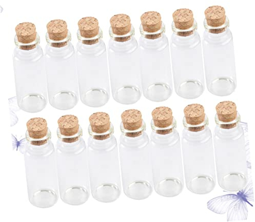 Ipetboom 20pezzi Bottiglia di Vetro Tappo di Sughero Mini Bottiglia dei Desideri Barattolo dei Desideri Trasparente Portatile per Casa Feste Ufficio Negozio