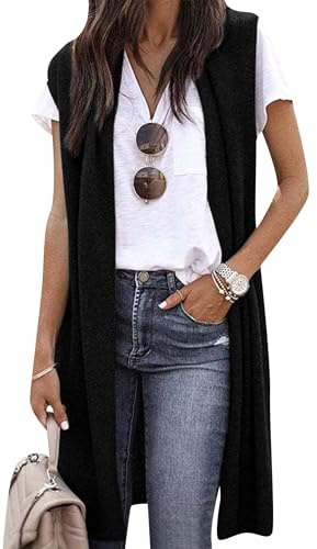YMING Donne Gilet Lungo Casual Che Scorre Cardigan Morbido Elasticizzato Cappotto Spolverino di Tendenza