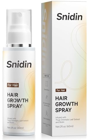 Snidin Hair Growth Spray, With Rosemary Oil and Biotin, Non-Greasy, Helps Prevent Hair Thinning & Hair Loss, for Scalp, 60ml Bottle