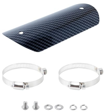Hoite Protector térmico de escape - Cubierta protectora para cabezal de escape de motocicleta/aislamiento térmico de fibra de carbono 145 x 63 mm