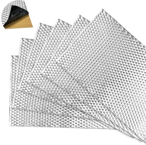 Alubutyl ljudisolering 2 mm, 6 stycken självhäftande isoleringsmattor 40 x 25 cm, antidrönmatta för bil, effektiv ljudisolering och fordonsisolering