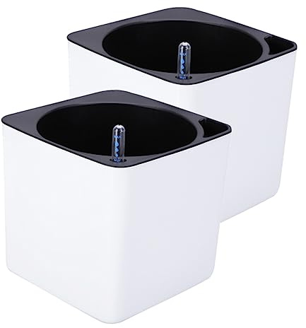 CLISPEED Juego de 4 Macetas de Plástico PP con Autorriego, Doble Capa y Gran Capacidad para Plantas de Escritorio Condiciones Climáticas (Color Claro)