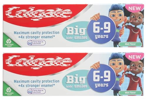 Kids Toothpaste Twin Pack 6–9 Years – Mild Mint Flavour – Colour-Changing Formula for Fun Brushing – Maximum Cavity Protection – 2 × Stronger Enamel – Fluoride Toothpaste for Children