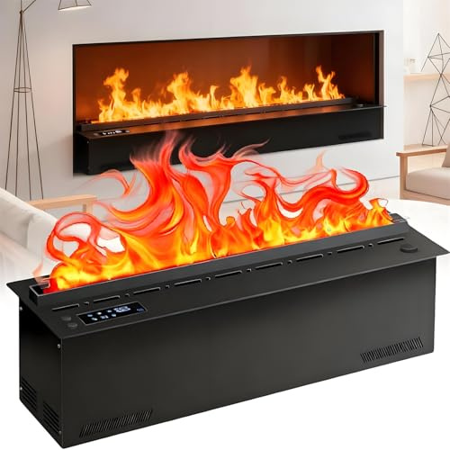 LQQYJSM Cheminée Électrique À Vapeur d'eau 3D, Cheminée Électrique Encastrable À Atomisation Réaliste, Humidificateur À Remplissage Automatique, Plusieurs Couleurs 150cm/59in
